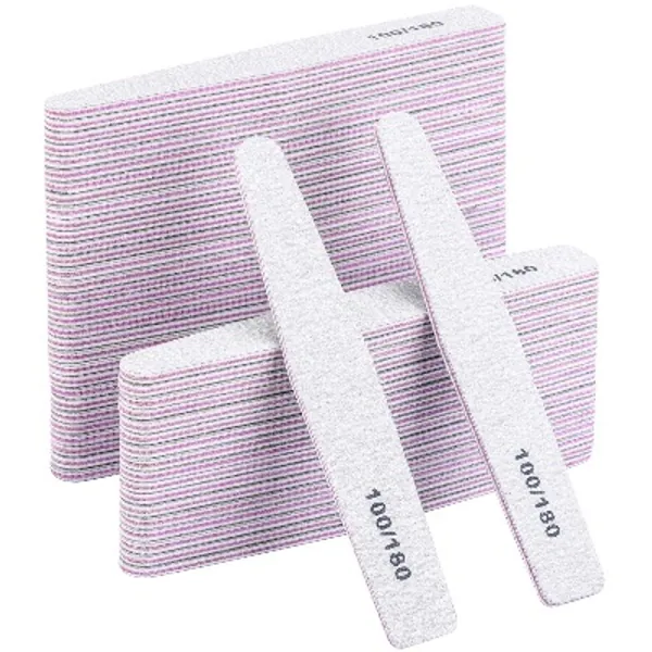 100 Pieces Nail Files Bulk 100/180 Grit Reusable Emery Boards for Nails Finger Nail File Boards Nail Buffering Files