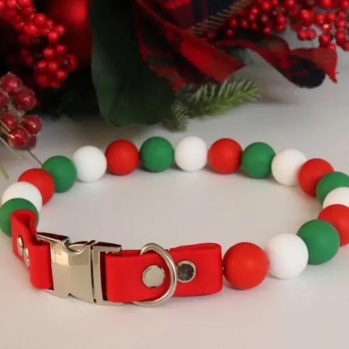 Beaded dog collar, fancy cat necklace, waterproof dog collar, girly bead collar,cute Christmas dog collar,party girl dog necklace,heavy duty