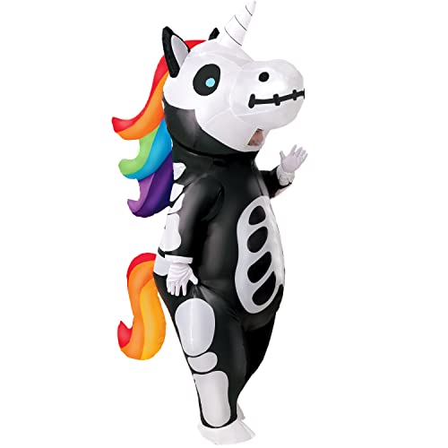 Spooktacular Creations Inflatable Costume Unicorn Full Body Unicorn Air Blow-up Deluxe Halloween Costume - Adult Size - Skeleton