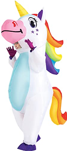 Spooktacular Creations Inflatable Costume Unicorn Full Body Unicorn Air Blow-up Deluxe Halloween Costume - Adult Size - White