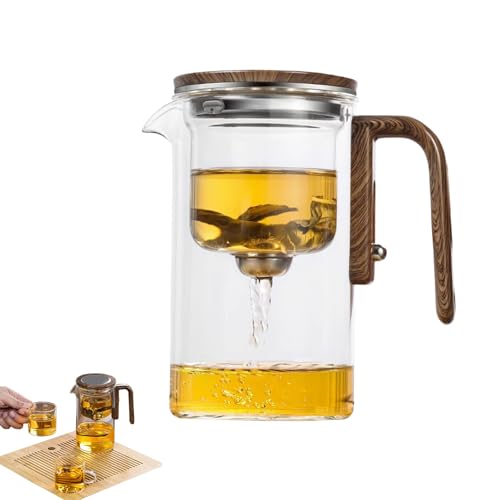 Witchcraft Teapot, Magic Teapot, Enchanti Tea Pot, Glass Teapot With Strainer, Magic Teapot With Infuser, Water Separation Glass Teapot With Wooden Handle (520 ml) - 520 ml