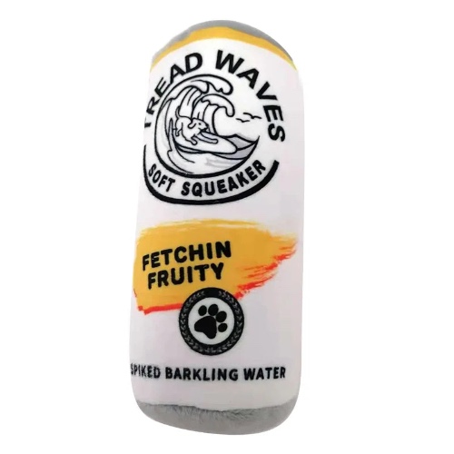 Mila - Interactive Squeaky Beer Can Dog Toy - Yellow