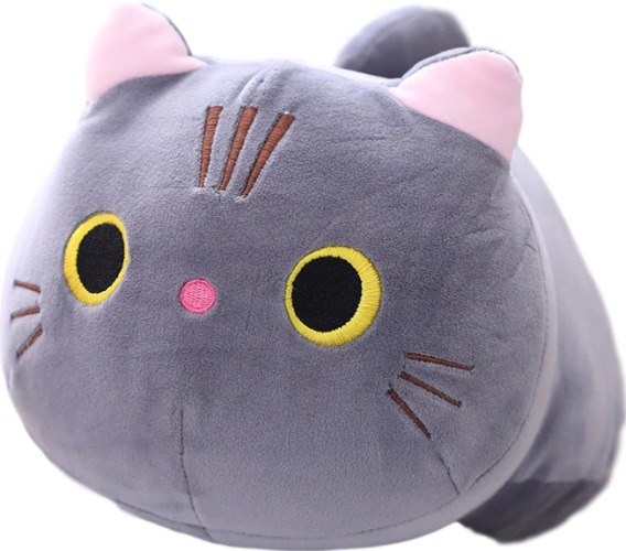 Curious Cat Plushies (4 COLORS, 3 SIZES) - Gray / 10″ / 25 cm