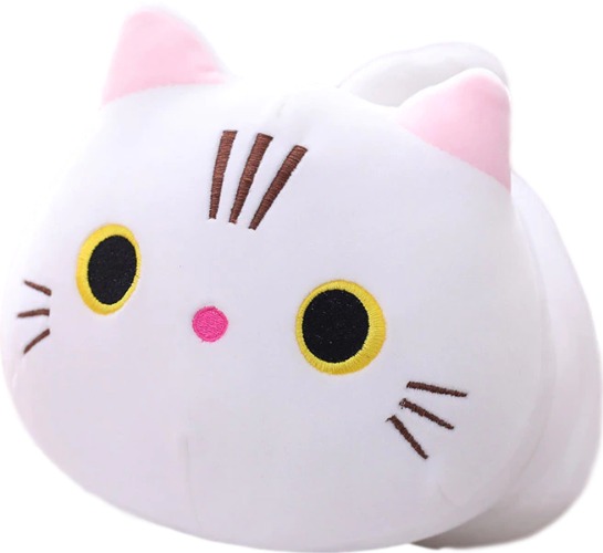 Curious Cat Plushies (4 COLORS, 3 SIZES) - White / 14″ / 35 cm