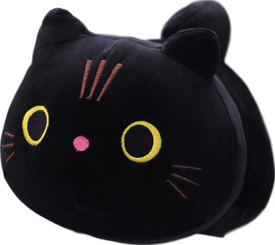Curious Cat Plushies (4 COLORS, 3 SIZES) - Black / 20" / 50 cm