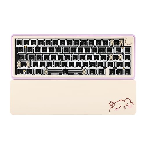 EPOMAKER CIDOO Nebula 65% VIA-programmable Mechanical Keyboard DIY Kit, Bluetooth/2.4Ghz/ Type-C Barebones Kit with Rotary Knob, Pre-Assembled, 3000mAh Battery, RGB Backlight for Win/Mac (Purple) - Purple