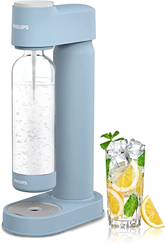 PHILIPS Sparkling Water Maker Soda Maker Soda Streaming Machine for Carbonating with 1L Carbonating Bottle, Seltzer Fizzy Water Maker, Compatible with Any Screw-in 60L CO2 Carbonator(NOT Included) - Plastic-Blue - Maker