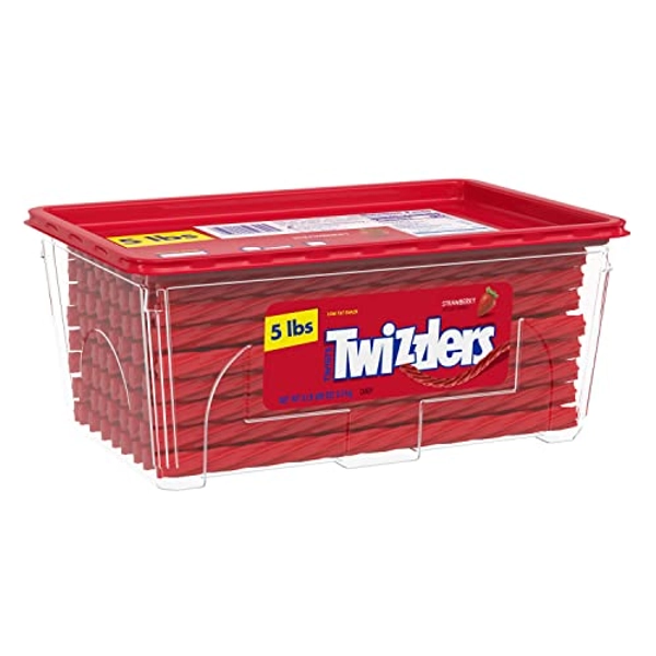 TWIZZLERS Twists Strawberry Flavored Licorice Style, Low Fat Candy Tub, 5 lb - 5 Pound (Pack of 1)