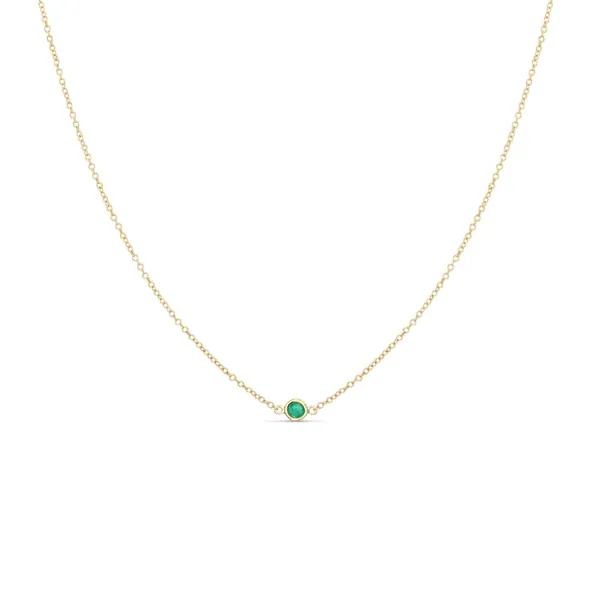 Solitaire Emerald Necklace - 14K Rose Gold / Medium