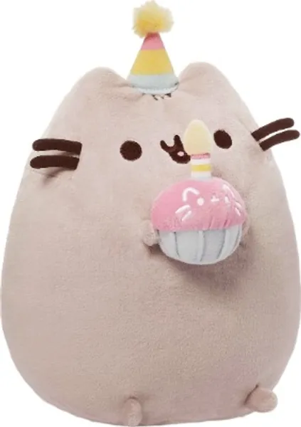 GUND Pusheen Snackables Birthday Cupcake Plush Stuffed Animal, Gray, 10.5"