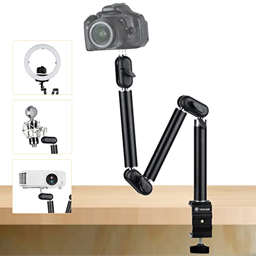 TARION Overhead Tripod Camera Desk Mount 360° Flexible Articulating Arm with 3/8'' Screw and 3/8'' to 1/4'' Screw for DSLR Cameras Projector Ring Light (M) - M