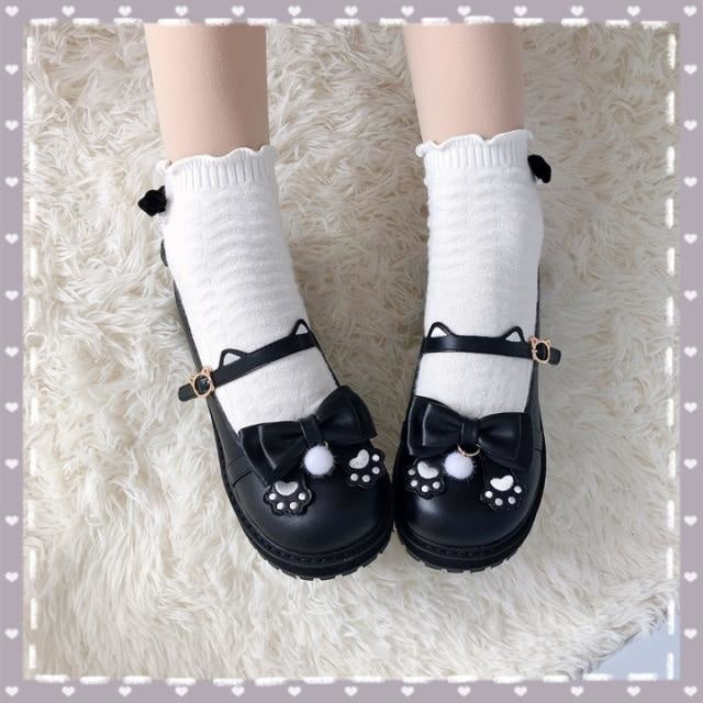Sweet Lolita Paw Maryjanes - Black / 10