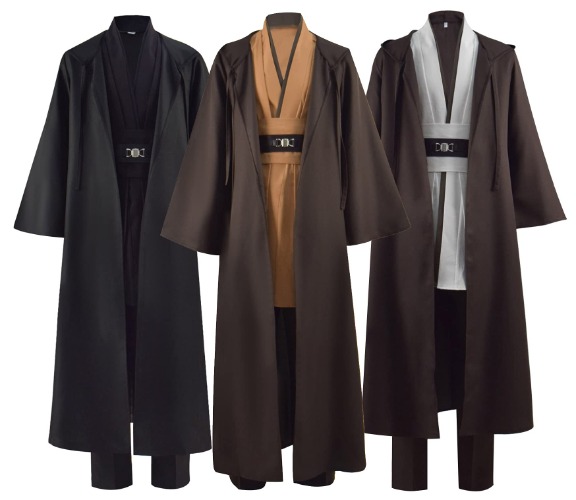Adult Tunic Costume Knight Hooded Robe Tunic Uniform Full Set Jedi Costume Men's Halloween Cosplay Cloak Suits - Large Brown