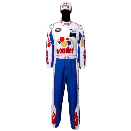 Adult Mens Ricky Bobby Costume Racing Jumpsuit Cap Full Set Talladega Nights Cosplay Outfit Uniform Halloween Carnival Suit - Large Blue