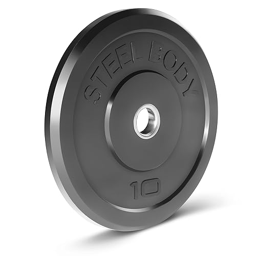 Steelbody Olympic Rubber Bumper Weight Plate - 10 lb. / 25 lb. / 35 lb. / 45 lb. Workout Weights - 10-Pound