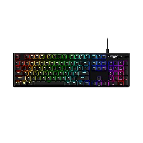 HyperX Alloy Origins PBT - Mechanical Gaming Keyboard, PBT Keycaps, RGB lighting, Compact, Aluminum Body, Adjustable Feet, Customizable with HyperX NGENUITY, Onboard Memory - HyperX Clicky Blue Switch - Full Size - HyperX Blue - Black PBT