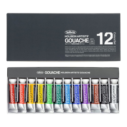 Holbein Artists Gouache Set of 12, Ｇ702 ,5ml tubes - 