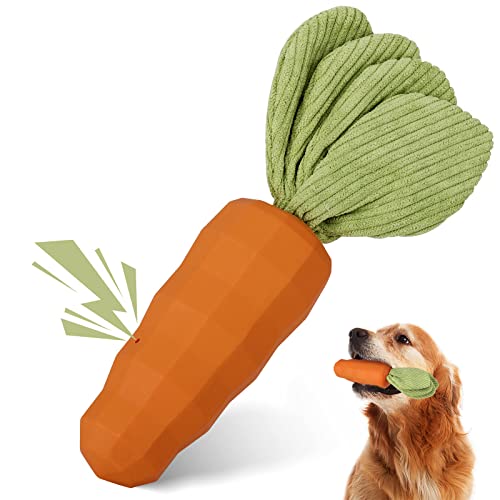 Carrot Dog Toys for Aggressive Chewers Super Chewers Tough & Durable Rubber Indestructible Big Dog Chew Toys for Medium Large Breed