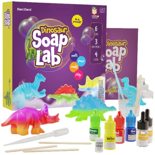 Dan&Darci Dino Soap Making Kit for Kids - Dinosaur Science Kits for Kids All Ages - STEM DIY Activity Craft Kits - Crafts Gift for Girls and Boys