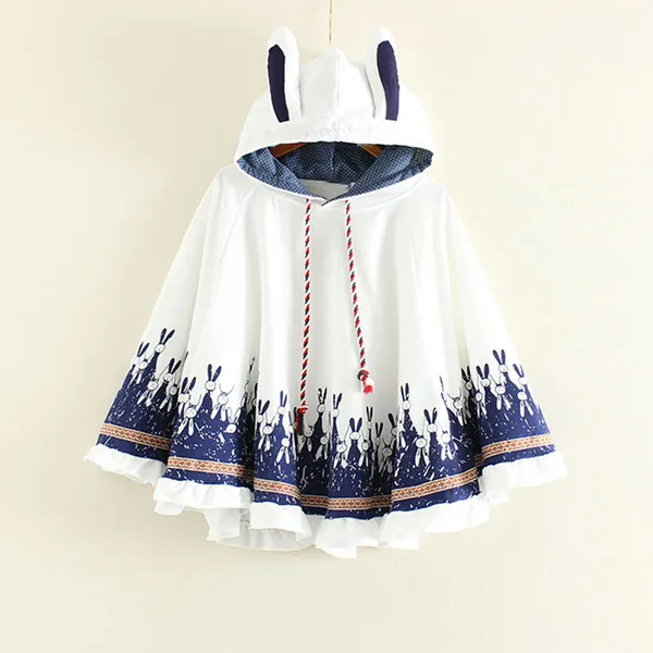 Bunny Ears Print Cloak Sweatshirt