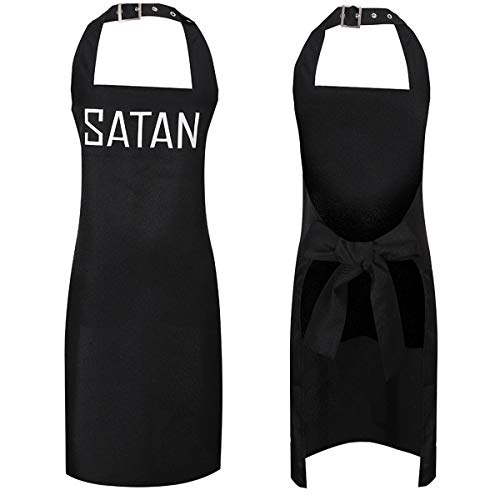 MIAOCOS Helltaker Satan Cosplay Black Apron for Women Girls Waitress Adjustable Kitchen Cooking Baking Cleaning Maid Costume - Black Male