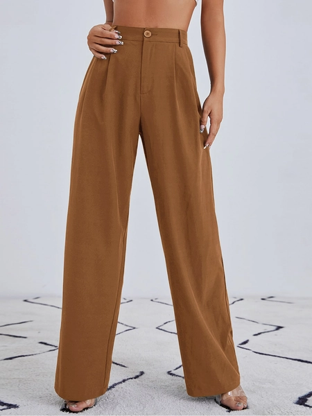 SHEIN Essnce Solid Zip Up Straight Leg Pants