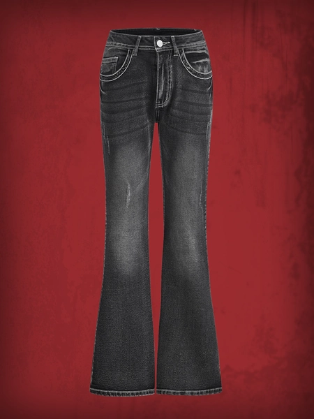 Grunge Punk Cat Scratch Flare Leg Jeans
