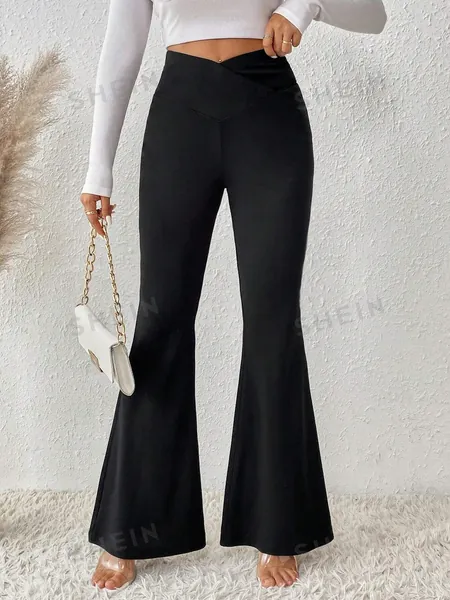 SHEIN LUNE Solid Flare Leg Pants