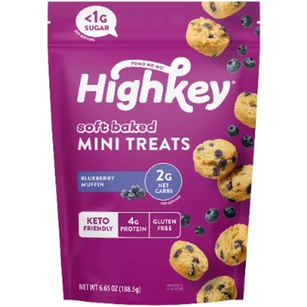 HighKey Low Carb Blueberry Muffin Mini Treats - 6.65oz Keto Snack Cakes Gluten Free Muffin Healthy Food for Adults Kids Sugar Free Desserts Cake Bites Diabetic Sweets Breakfast Foods Diet Friendly