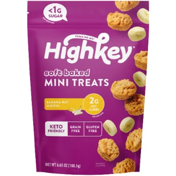 HighKey Low Carb Banana Nut Muffin Treats - 6.65oz Keto Snack Gluten Free Mini Muffins Healthy Zero Carb Diabetic Snack No Sugar Added Dessert Protein Cake Bites Sugar Free Sweets Diet Friendly Foods