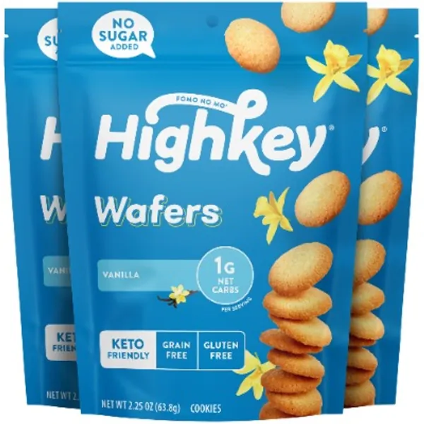HighKey Sugar Free Cookies Vanilla Wafer - 3 Pack Low Carb Keto Snack Gluten Free Dessert Diabetic Snacks Healthy Diet Friendly Food Sweet for Adults Almond Flour Cookie Zero Sugar Added Protein Treat