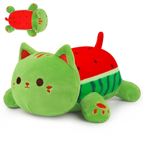 Bekrgwiy Watermelon Cat Stuffed Animals,4in Watermelon Cat Plush,Cute Cat Plushies Doll,Watermelon Stuffed Cat Plush,Gift for Valentine's Day,Christmas,Birthday