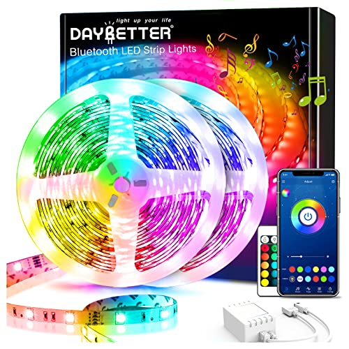 DAYBETTER 60ft Smart Led Lights,5050 RGB Led Strip Lights Kits with Remote, App Control Timer Schedule Led Music Strip Lights(2 Rolls of 30ft) - 60ft