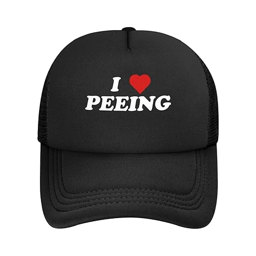 YvoneDBrownn I Love Peeing Baseball Cap for Men Women Adjustable Mesh Trucker Hat Black - One Size - Black