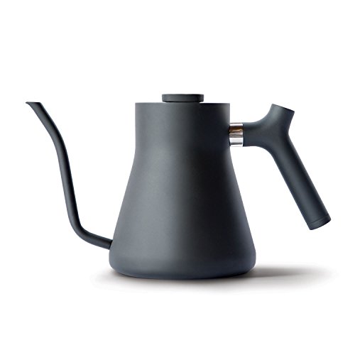 Fellow Stagg Stovetop Pour-Over Coffee and Tea Kettle - Gooseneck Teapot with Precision Pour Spout, Built-In Thermometer, Matte Black, 1 Liter - Matte Black