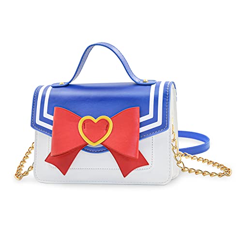 NocksyDecal Sailor Girl Small Quilted Crossbody Bag, Shoulder Bag for Phone Wallet Purse, Anime Cosplay Crossbody Messenger Bag, Luna Bag for Women and Girls
