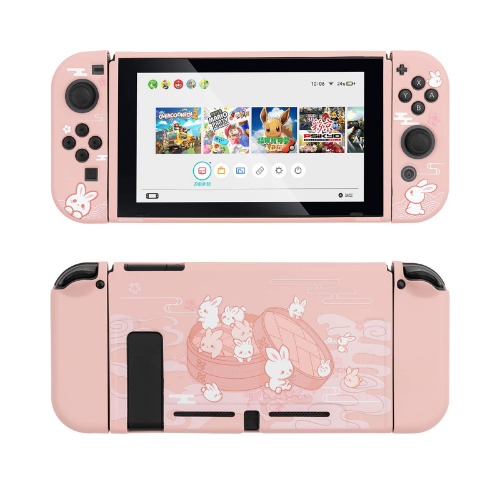 GeekShare Protective Case for Nintendo Switch, Soft TPU Slim Case Cover Compatible with Nintendo Switch Console and Joy-Con (Steamed Bun Rabbit) [video game] [video game]