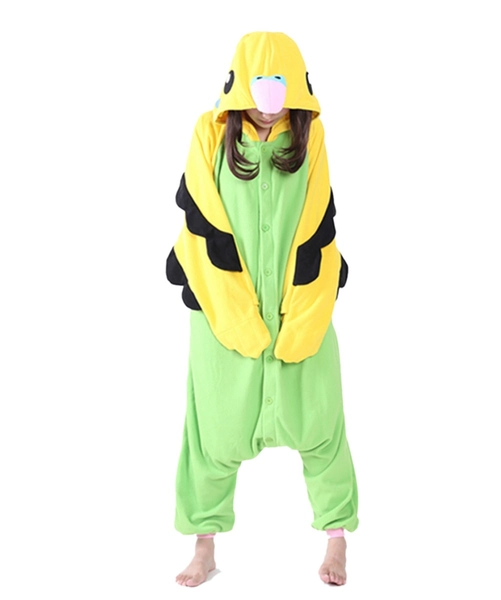 Green Parrot Kigurumi Budgie Onesie Pajamas Animal Costumes For Women &amp; Men