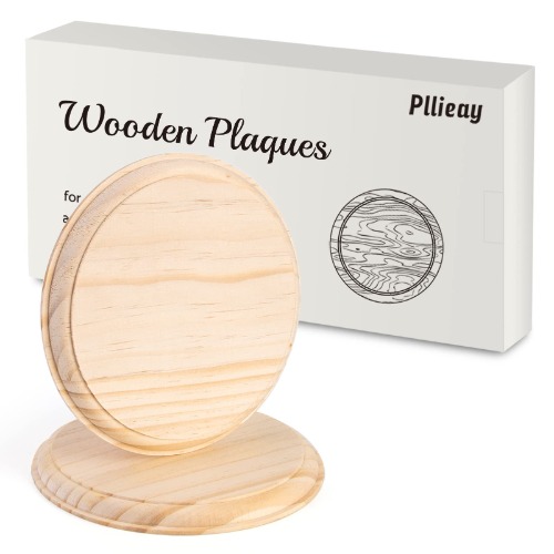 Pllieay 2Pcs 5 Inch Round Wooden Plaque Natural Pine Wood Base Unfinished Circle Plaque for Craft Projects and DIY Home Decoration - 5 inch