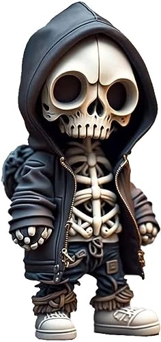 Pipihome Cool Skeleton Figurines, 2023 New Resin Crafts Cute Statue Skeleton Memorial, Collectible Halloween Decoration for Home Office Desk - Skull Doll B