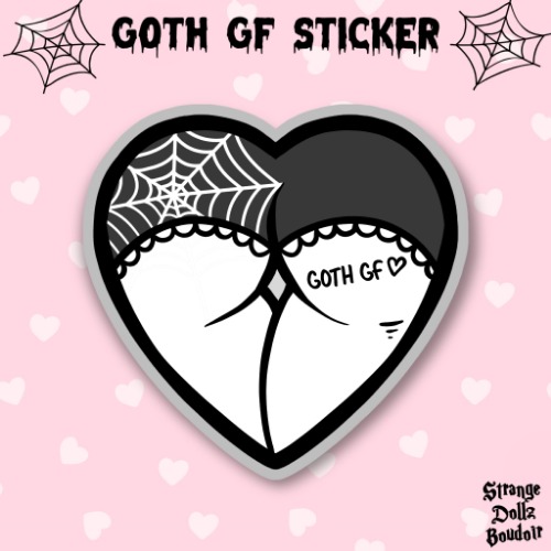 Goth GF Sticker, Spooky cute sticker, Goth GF, Gothic stationery,  Halloween, Strange Dollz Boudoir