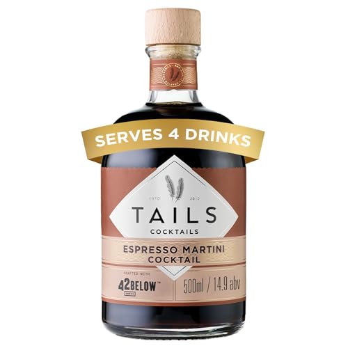TAILS Cocktails Espresso Martini Cocktail, Ready to Drink Premixed Vodka Cocktail, 14.9% ABV, 50cl / 500ml - Espresso Martini, 50cl