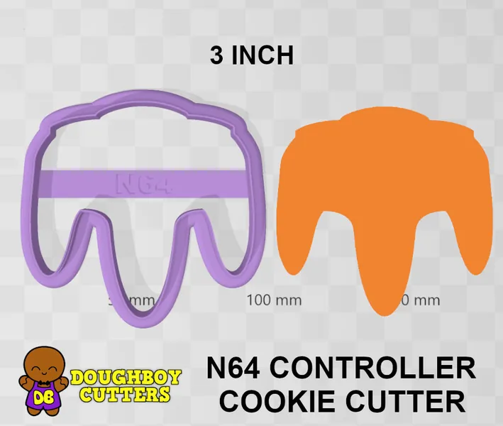 Nintendo N64 Controller Cookie Cutter | dough, fondant or polymer clay cutter |  Various sizes | Shapes for cookies, craft and Jewelry