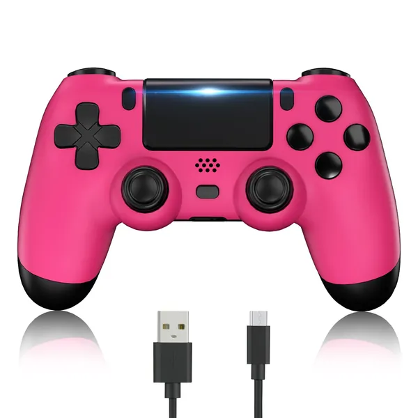 【Upgraded】 YUYIU Wireless Controller for Ps4 Remote Plays-tation 4/Slim/Pro/PC, Gaming Controllers with Dual Vibration Shock Speaker, Headphone Jack Touch Pad Six Axis Motion Control - 