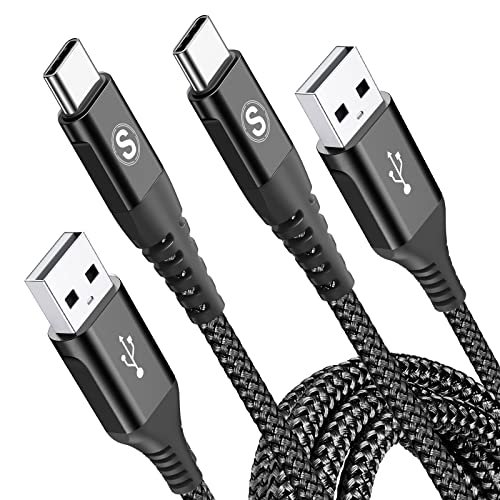 2Pack 3M USB C Charger Cables, Super Fast Charging Type C Phone Wire for iPhone 15 Plus Pro Max, Samsung Galaxy S23/S22/S21/S20/S10/S9 A54/A53/A34/A14/A12 ZFlip3/4/5 iPad Pro Google Pixel PS5 Tablet - black - 3M+3M