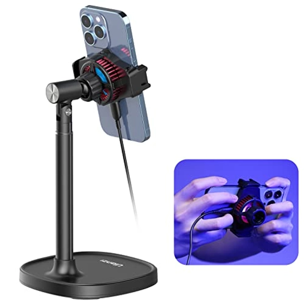 ULANZI Phone Cooler for Live Streaming & Gaming w Adjustable Stand, Fast Phone Cooling Fan & Mobile Phone Radiator w 5 Layers Heat Dissipation Devices, Fit All Types of iPhone Android Smartphones