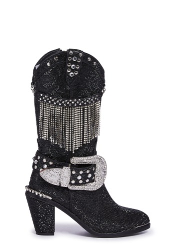 Fringe Sheriff Shine Cowboy Boots - Black | BLACK / US 5