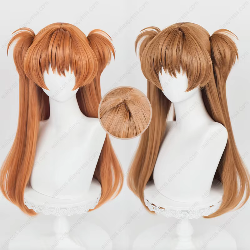 Anime OligAsuka Langley Soryu Cosplay Perruques, Cheveux Synthétiques, Long, Orange, Marron, Document Mixte, Degré de Chaleur, 68cm - AliExpress 200000532