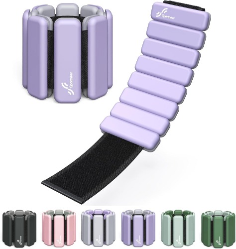 Sportneer Wrist Weights - 1 Pair (1 lb/2 lb Each) | Adjustable Wearable Weights Silicone Wrist Bangles for Women | Yoga, Dance, Barre, Pilates, Zumba, Swimming, Cardio, Aerobics, Gym (Soft Lavender, 2