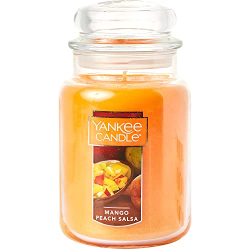 Yankee Candle Mango Peach Salsa Scented, Classic 22oz Large Jar Single Wick Candle, Over 110 Hours of Burn Time - Mango Peach Salsa - Classic Large Jar